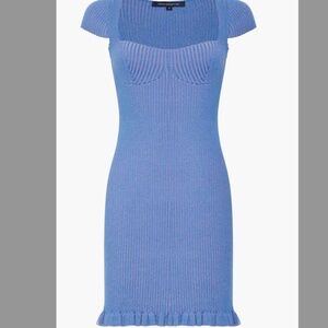 French Connection blue & pink Ribbed capped sleeve Mini dress